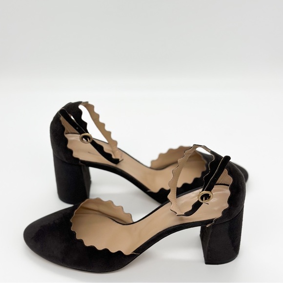 CHLOÉ Lauren Black suede leather scallop-edged d'Orsay pumps - Picture 6 of 8